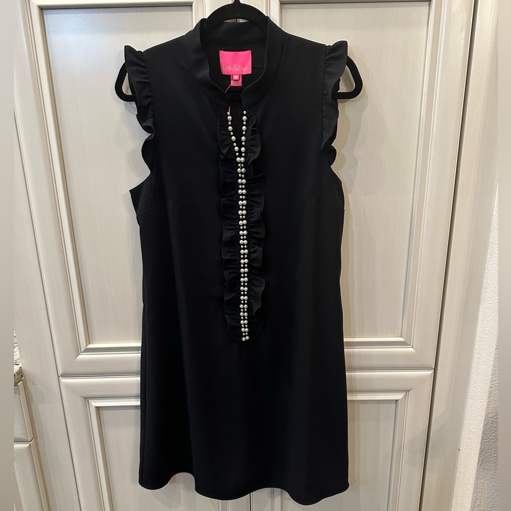 NWT Lilly Pulitzer Adalee Women Dress with Pearl Details, Onyx, sz 8